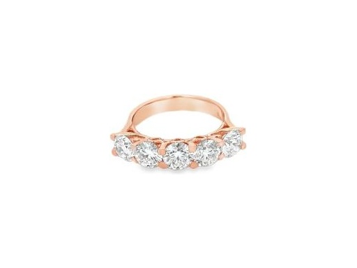 18K Rose Gold Five-Stone Ring with Natural Round Diamonds